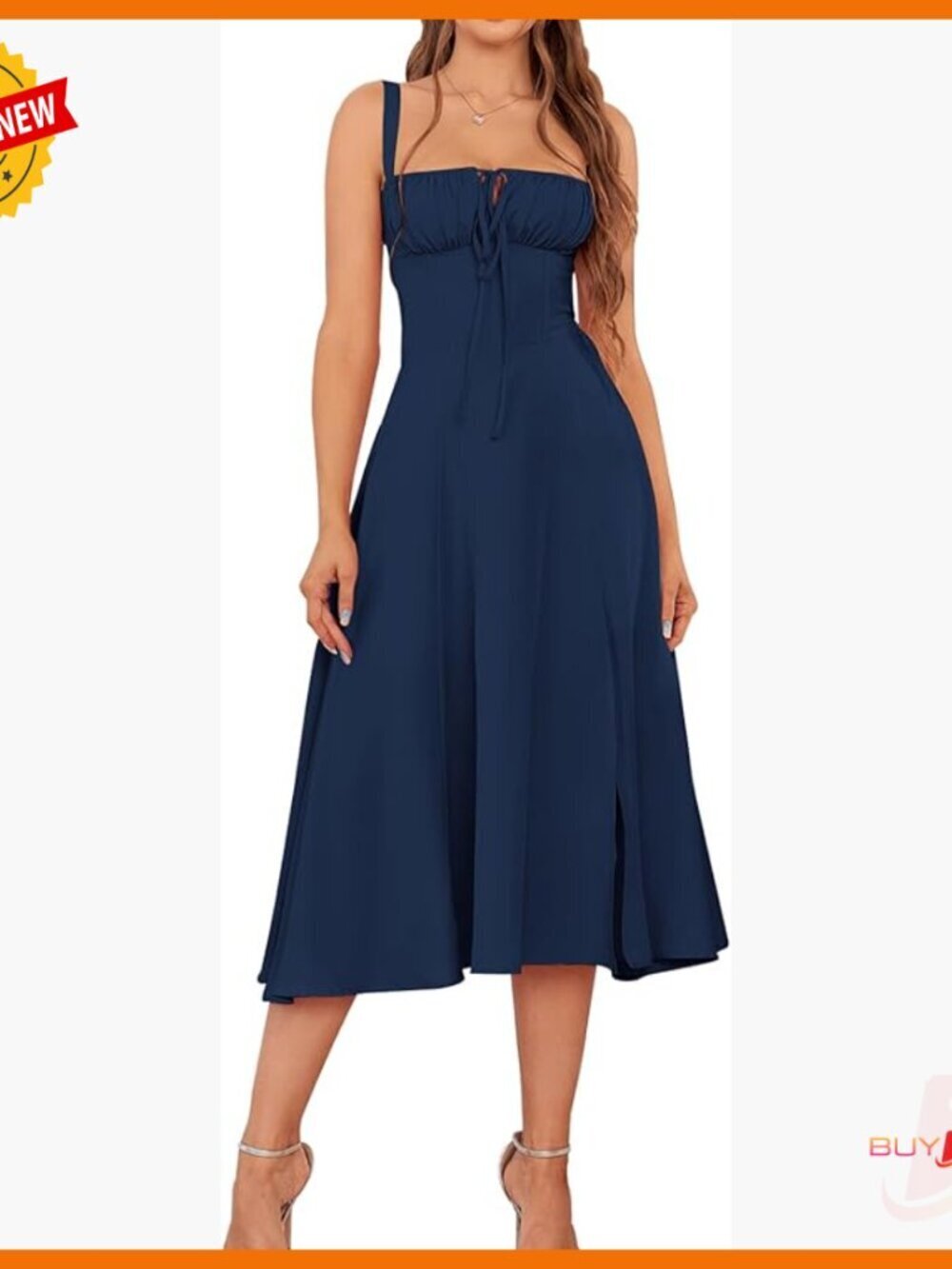 Summer Corset Midi Dress Floral Lace Up A Line Casual Sundress